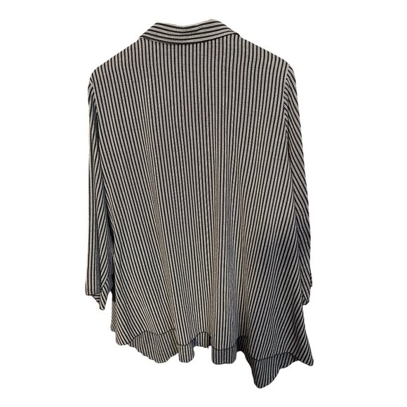 Caleoas Womens Black & White Striped Button-Down Tunic Top 2X - Picture 5 of 5